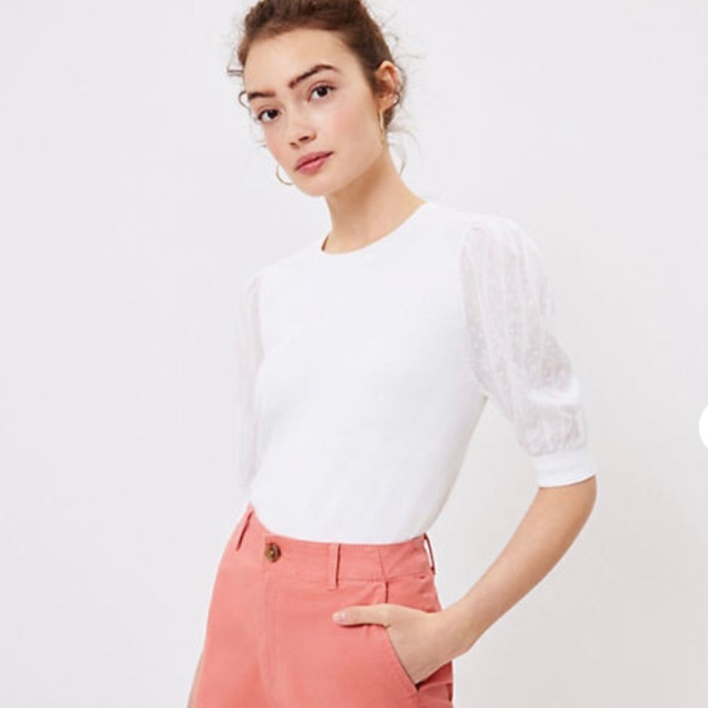Loft Petite Puff Sleeve Sweater Tee